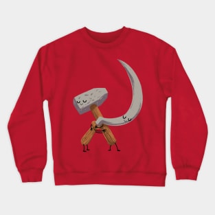 Cute Communist Hammer and Sickle Hugging Crewneck Sweatshirt